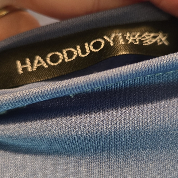 HAODUOYI Blue Maxi Dress Strapless Backless Gradient Color SzL - Picture 11 of 12